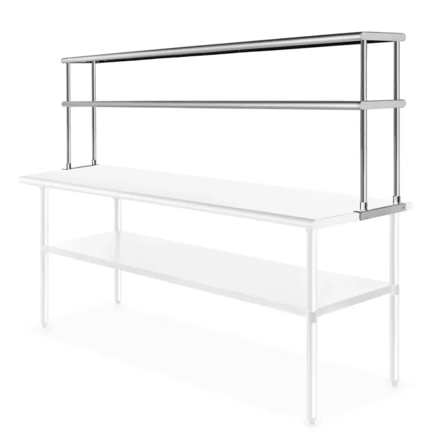 Stainless Steel Wide Double Overshelf - 72" x 12" - for Commercial Prep Table