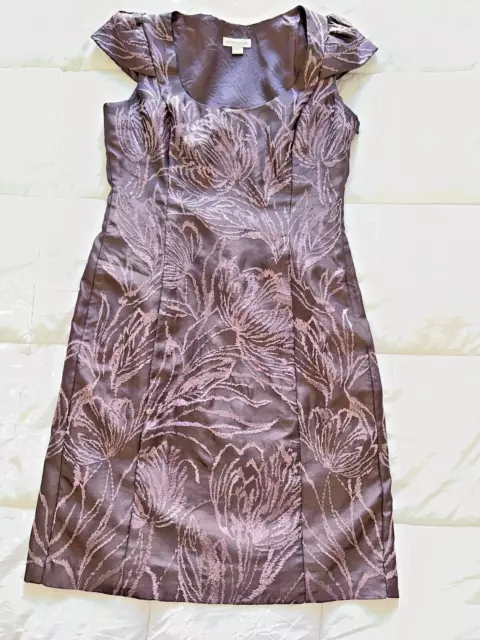 Monsoon Purple Sheath Dress lined silk look wedding mother of the bride Size 14