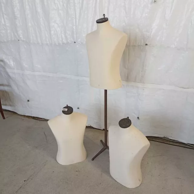 Tris di Manichini Tailor's New York - Rivestimento Tessuto Piedistallo Ferro