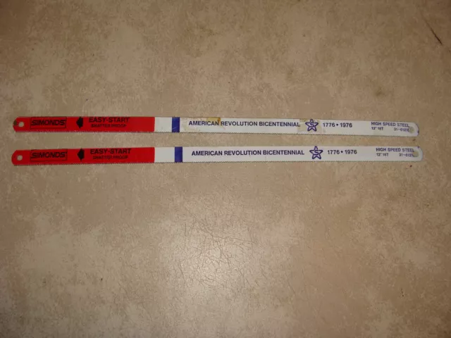 Vintage 2 Simonds Hacksaw Blades - American Revolution Bicentennial - 1776-1976