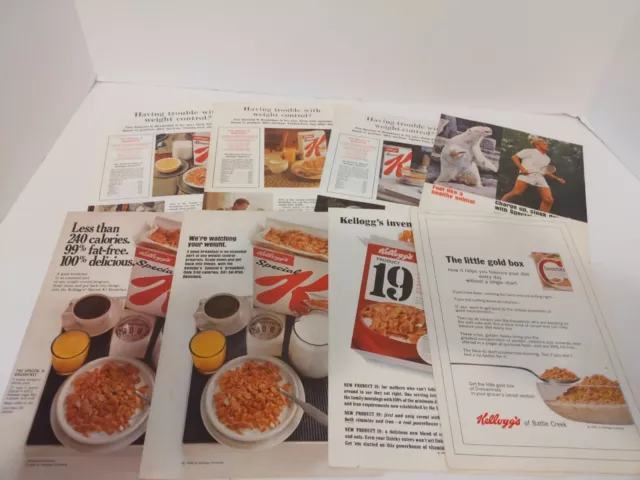 1960s Kellogg's Breakfast Cereal Ads Lot of 8 Special K Product 19 Concentrate