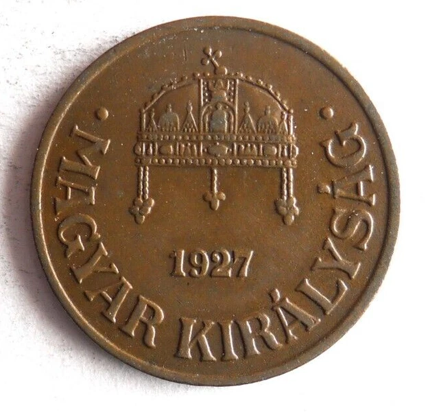 1927 HUNGARY FILLER - Excellent Coin - FREE SHIP - Premium Bin 10
