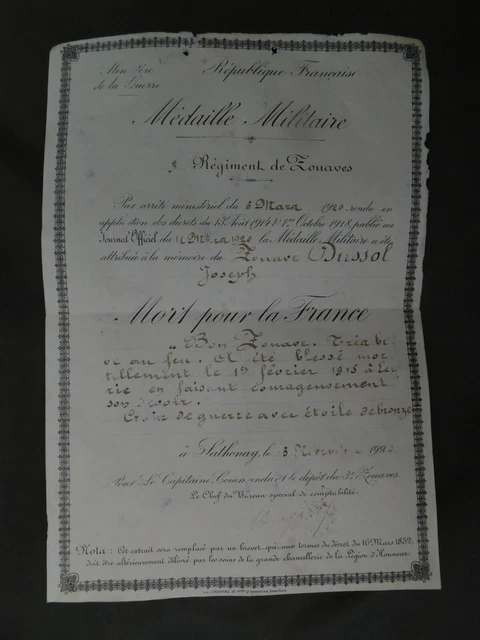 Diplôme De Tir France 1912 - Militaire Armée - Zouave Artillerie Infanterie - Original