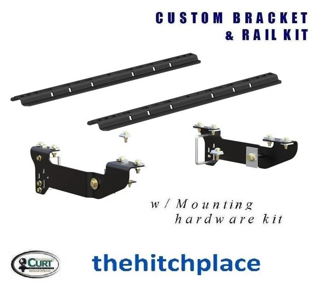 Fits 07-18 SILVERADO, SIERRA 1500, CURT 5TH WHEEL HITCH CUSTOM BRACKETS & RAILS