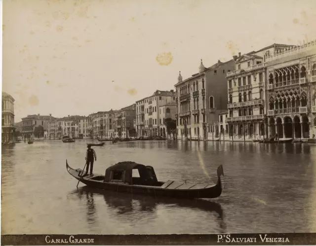 Salviati. Italie, Venezia, Canal Grande  Vintage albumen print.  Tirage albumi