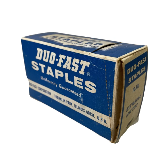 Duo-Fast 9/16" Long Strip Staples No. 3318-C New Old Stock 10,000 Open Box VTG