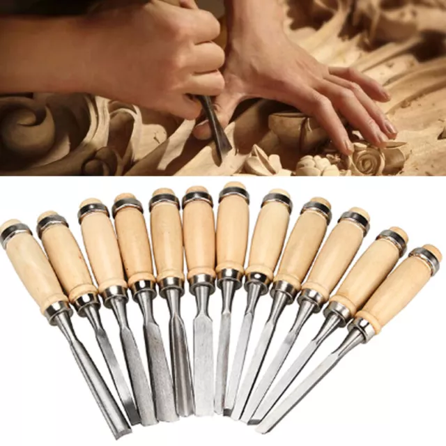 12pcs Wood Lathe Chisel Set Turning Tools Woodworking Gouge Skew Parting Spear