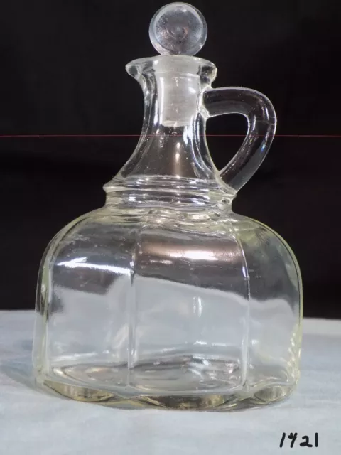 Vintage Hazel Atlas Clear Glass Oil Vinegar Syrup Cruet #819 B 2 W/Glass Stopper