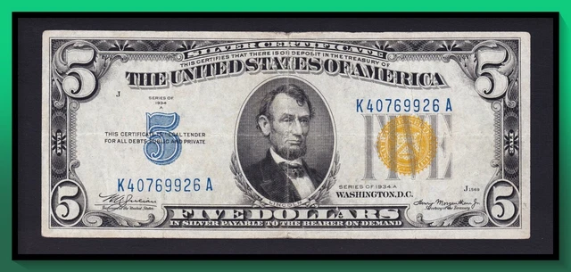 1934A $5 NORTH AFRICA *WWII Emergency* VF (NO RESERVE AUCTION)