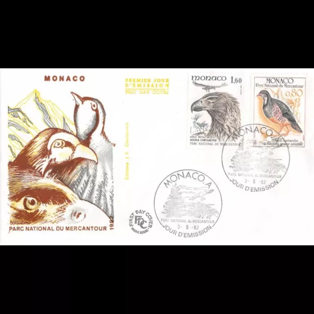 FDC - Les oiseaux du Parc National du Mercantour (3 env.), oblit PJ 3/5/82