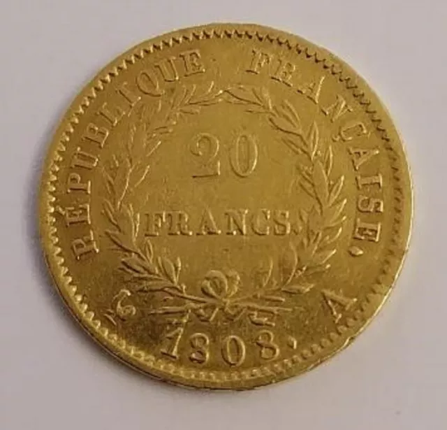 20 francs or Napoléon empereur tête laurée