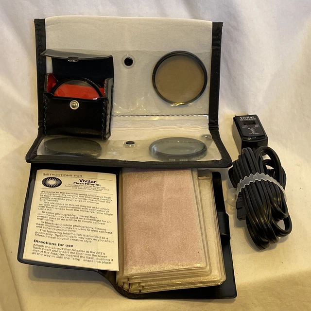 Camera Acessory Lot - Vivitar AC Cord Flash Filters Lenses and Quantaray Lenses