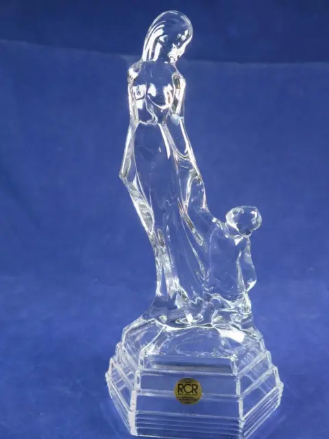 Striking Crystal Glass MOTHER & CHILD FIGURINE ROYAL CRYSTAL ROCK ITALY