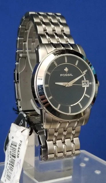 MEN S FOSSIL DIAMOND Blue Stainless Steel Watch FS 4438 R381