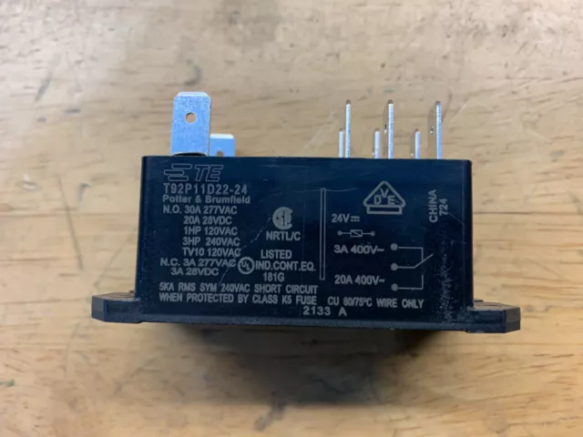 Potter & Brumfield T92P11D22-24 Power Relay 24VDC 20A