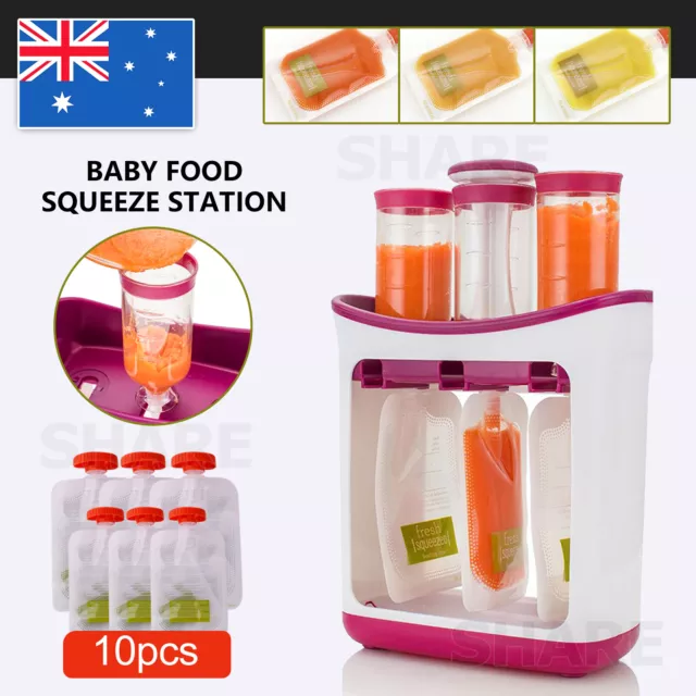 Feeding Baby Infant Food Squeeze Station Juice Fruit Maker Dispenser Storage Bag