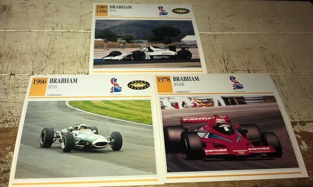 BRABHAM RACE  Cars  Colour Collector Cards x 3