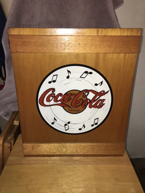 Vintage Hanging Coca-Cola Wooden Shadow Box with Record Album and Musical Notes