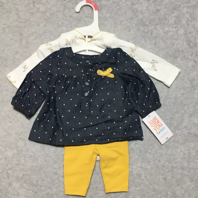 Just One You By Carters Baby Girl New Born Outfit Top Pants Long Sleeve Bodysuit