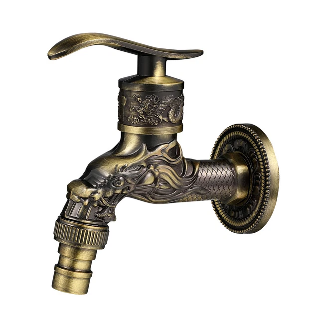 Grifo de agua fría y caliente baño clásico montado en pared