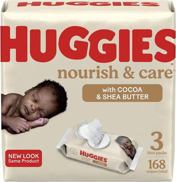 Baby Wipes, Scented, Huggies Nourish & Care Baby Diaper Wipes, 56 Count, Pack of