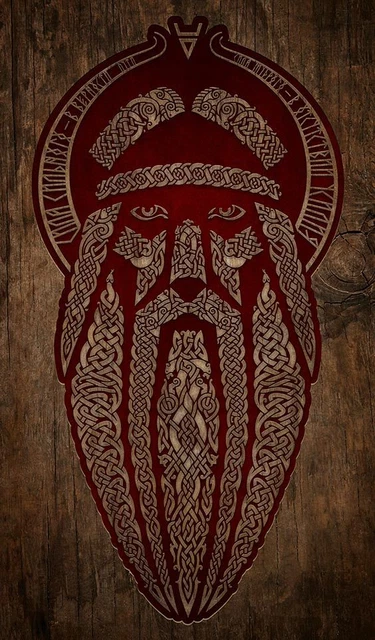 PLAQUE MÉTAL DIEU VIKING ODIN 30 X 20 CM