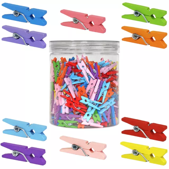 Mini Natural Wooden Clothespins 320pc (1 Inch) Photo Paper Peg Pin Craft Clips
