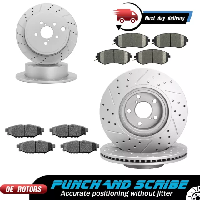 Front Rear Drilled Rotors Brake Pads for Subaru Forester Legacy Outback Impreza