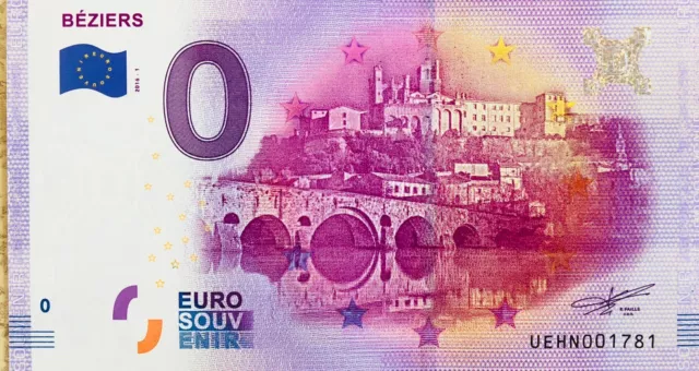 Billet 0 Zero Euro Souvenir Touristique Beziers   2016