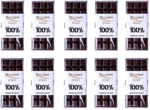 9x 90g Beppiani 100% cacao, tavoletta cioccolato, vegano, senza zucchero NUOVO MHD 9/24