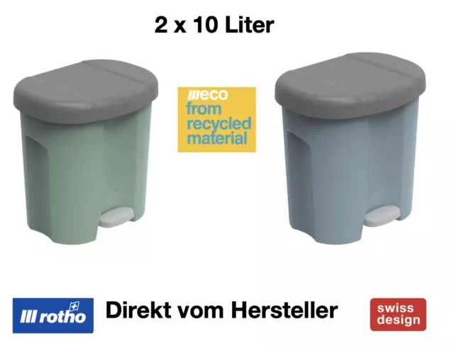 GRIZZLYHOME Doppelmülleimer 2 x 25l Duo Recycling, Abfallbehälter, 2-Fach  Deckel