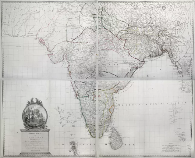 Indien Original Kupferstich Landkarte Schraembl 1788
