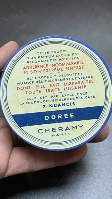 Ancienne Boîte à Poudre ou Fards ART DÉCO CHERAMY Paris Poudre Veloutée Dorée 2