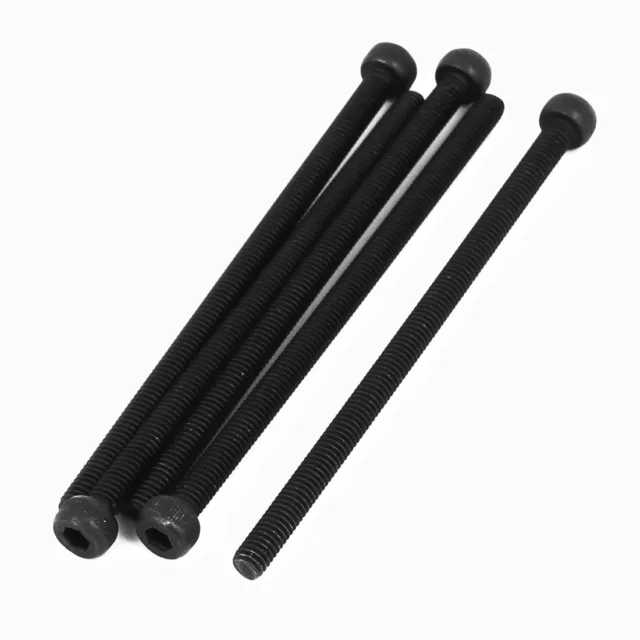 M4x75mm filetage entièrement vis tête capuchon moleté vis boulon 5pcs noir