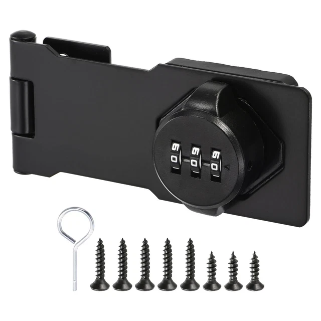 Cabinet Password Rotary Hasp Locks Door Security Combination Latch Lock Black