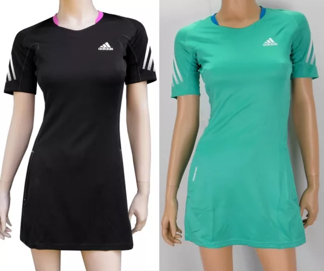 Adidas Damen Sport Kleid Long Shirt Tunika Fitness Running Tennis grün schwarz