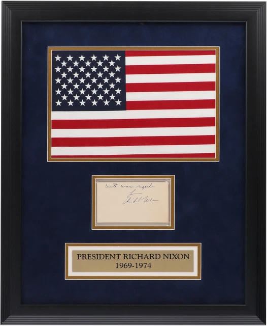Richard Nixon Framed Autographed 19" x 17" Cut Signature Collage