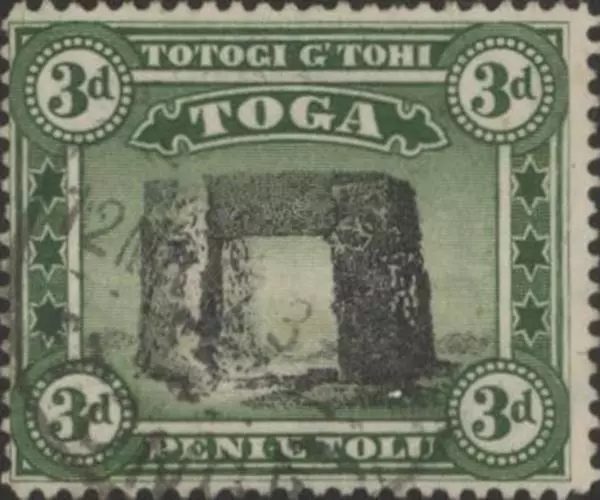 Tonga 1942-9 Prehistoric Trilith 3d, wmk Script CA, used