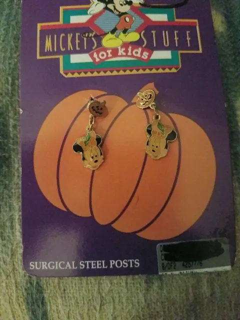 Vintage Disney Halloween Pumpkin Minnie Mouse Earrings for Kids New