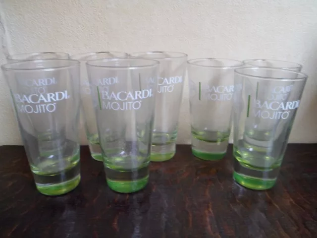 Lot de 8 verres BACARDI MOJITO - Fonds vert/jaune