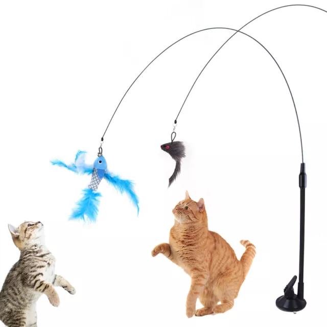 Interaktive Katzenspielzeug Set Katzen Spielzeug Katzenangel mit Saugnapf