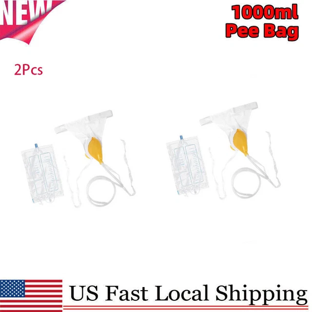 US URINE LEG Bag Collector Pee Catheter Women Wearable Urinal 1000ml