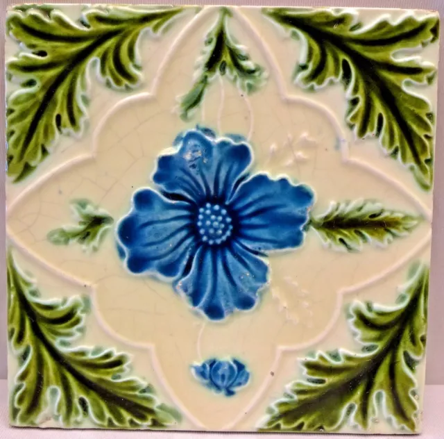 Antique English Majolica Flower Ceramic Pattern Architecture Rare"" 143