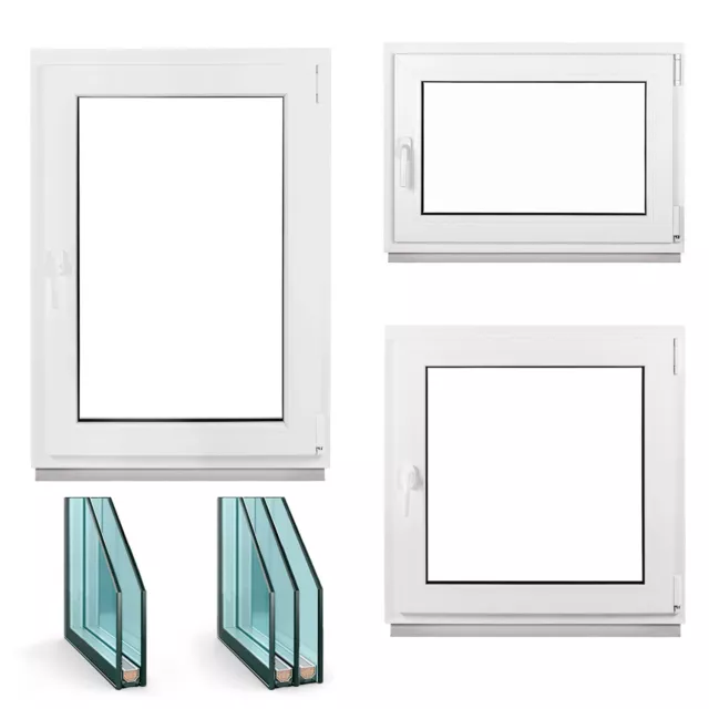 Kellerfenster Kunststofffenster Fenster PVC Weiß 2 & 3 fach Verglasung Dreh Kipp