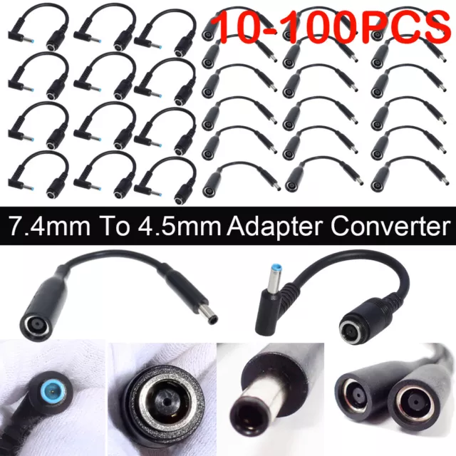 7.4mm To 4.5mm AC/ DC Power Charger Converter Cable For HP Dell Blue Tip Lot
