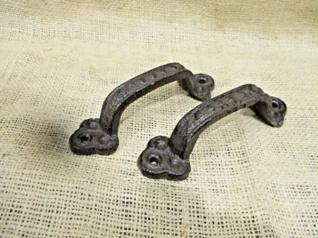 2 Cast Iron RUSTIC Barn Handle Gate Pull Shed Door Handles 5 1/2" Drawer Pulls 2