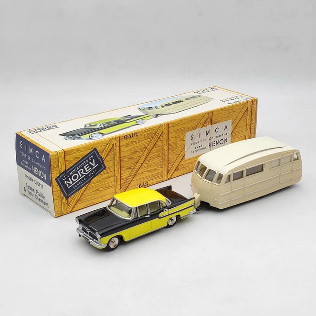 Simca Chambord Et Caravane Norev 1/43 – Bordeaux/Crème – Made In France – état Parfait