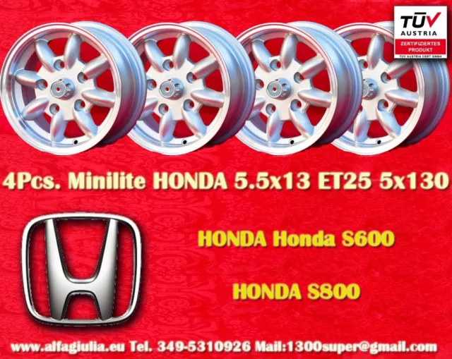 4 Cerchi Honda S600 S800 Minilite 5.5x13 ET25 5x130 Wheels Felgen Llantas Jantes