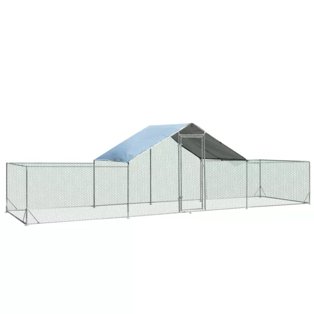 7x2x1.95m Extra Large Metal Walk-in Chicken Cage w/ Cover Hen Rabbit Run House