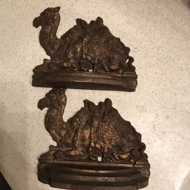 Vintage Cast Iron Rustic Pair Of Egyptian Camel Bookends~~Model 1153